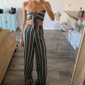 Striped linen pant bandeau set